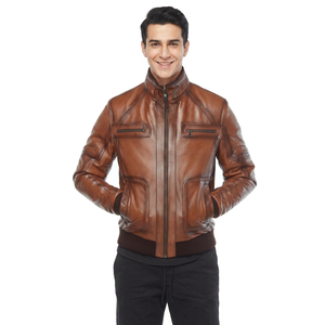 Chaqueta de cuero hecha a mano de alta calidad, duradera, para uso diario, para hombre. - Product Image 1