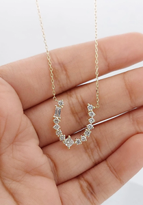 สร้อยคอจี้เพชรคิวบิกเซอร์โคเนียชุบทอง 18K สำหรับผู้หญิง น้ำหนัก 0.53 กะรัต ทรงกลมเจียระไนแบบบริลเลียนท์ ตัวเรือนแบบเบเซลเซ็ตติ้ง เครื่องประดับงานแต่งงานสุดคลาสสิก - Product Image 4