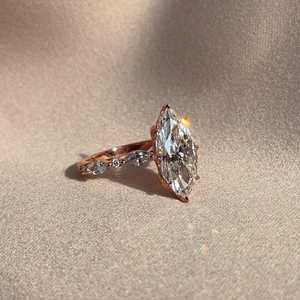 3 CT Marquise Cut Lab Grown Diamond Engagement <b>Ring</b>, IGI Certified <b>14K</b> <b>Gold</b> <b>Ring</b> - Product Image 3
