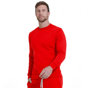 เสื้อสเวตเชิ้ตแขนยาวคอกลมสีทึบสำหรับผู้ชาย เสื้อสเวตเชิ้ตลำลองสำหรับฤดูใบไม้ร่วง ทรงปกติ สีน้ำเงินเข้ม - Product Image 5