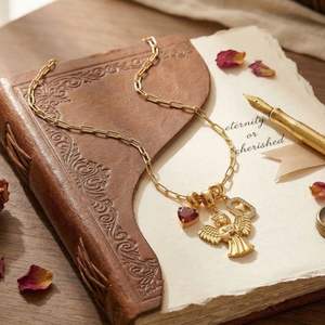 Collier avec pendentif ailes d'ange en laiton doré, bijoux tendance pour femmes - Product Image 3