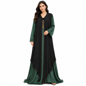 Princess Cut <b>Open</b> <b>Abaya</b> Royal Layered <b>Satin</b> <b>Abaya</b> Turkish <b>Satin</b> Layer <b>Abaya</b> Butterfly Front <b>Open</b> <b>Abaya</b> - Product Image 2