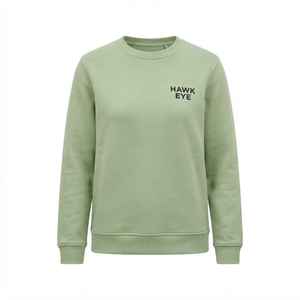 Sweat-shirt Hawkeye pour femme, col rond, streetwear, vert clair, 100% coton, imprimé lettres, hiver automne, coupe classique - Product Image 6