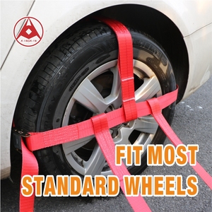 Cinghie a Cestello per Ruote per Trasporto <span class=keywords><strong>Auto</strong></span> per Carichi Pesanti con Ganci a Catena e Fissaggio a Cricchetto per Bisarca e Messa in Sicurezza di Rimorchi - Product Image 5