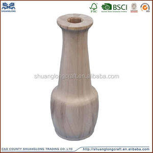 Vase en bois de Paulownia poli, objet d'art populaire, récipient à fleurs, décoration d'intérieur, centre de table - Product Image 2