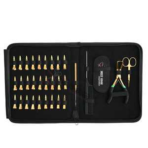Kit d'outils pour extensions capillaires dorées avec pince à micro-perles, crochet à cheveux, peigne à queue, ciseaux à fils et Velcro - Product Image 1