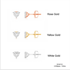 Boucles d'oreilles en diamant de laboratoire en forme de cœur, or rose 14 carats, 1,06 ct, classiques, certifiées IGI, cadeau de mariage pour femme - Product Image 4