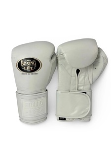 ถุงมือชกมวยหนังวัวแท้สีขาวแบบสั่งทำพิเศษ No Boxing No Life สำหรับฝึกซ้อม MMA แบบรัดตีนตุ๊กแก ปิดนิ้วเต็มรูปแบบ ซับเหงื่อได้ดี - Product Image 2