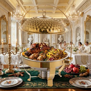 ถาดอุ่นอาหารบุฟเฟ่ต์ทรงกลมสแตนเลสอย่างดี พร้อมฝาปิด ราคาสุดคุ้ม - Product Image 5