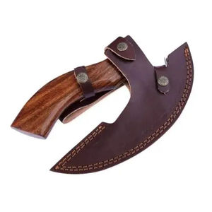 Hache à pizza Burraq personnalisée en acier au carbone, manche en bois de rose, étui en cuir, pour le camping, l'extérieur, l'industrie, le bricolage, cadeau pour la fête des pères - Product Image 6