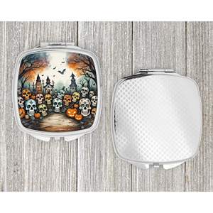 Calaveras Sugar Skulls Spooky Halloween Folding <b>Compact</b> <b>Mirror</b> Handheld Pocket Travel Makeup <b>Mirror</b> for Women Girls Decorative - Product Image 4