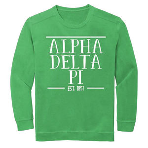Sweat-shirt personnalisé Alpha Delta Pi en coton et polyester, motif imprimé, pour les sororités, les écoles, les universités, les campus, col rond - Product Image 6