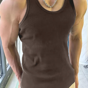 Camisetas sin mangas deportivas de algodón clásico acanalado para hombre, camiseta de entrenamiento sin mangas, para gimnasio, fitness, verano, transpirable, de secado rápido - Product Image 3