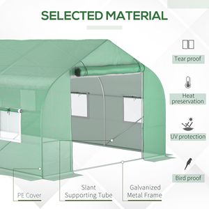 20FT X 10FT X 7FT Greenhouse Walk-in Tunnel with Zippered Mesh Door 8 Mesh Windows Gardening <b>Plant</b> Hot Galvaniz Stainless <b>Frame</b> - Product Image 4