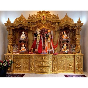 Traditional Swami Narayan Golden <b>Mandir</b> For Home DST Exports Customized Big Pooja <b>Mandir</b> Long Lasting Teak Wood Carved Temple UK - Product Image 1