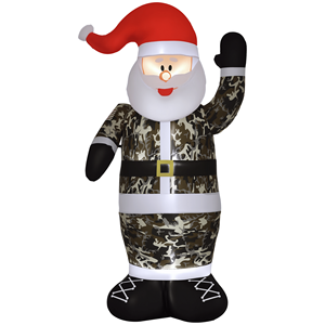 Babbo Natale Gonfiabile con Luci LED da 8 Piedi, Decorazioni Natalizie da Esterno con Motivo Mimetico, Addobbi Gonfiabili per Giardino - Product Image 1