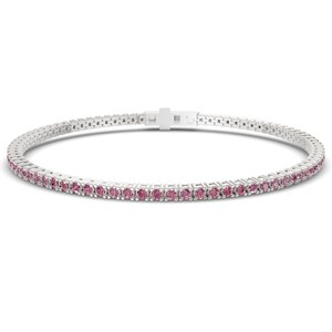 Pulsera de tenis Darcy de oro blanco de 10 quilates con diamantes de laboratorio morados redondos (2 quilates) Tw. Joyería elegante unisex para uso diario, regalo para fiestas - Product Image 4