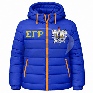 Chaqueta Acolchada con Capucha de la Hermandad Sigma Gamma Rho, Chaqueta de Alta Calidad, Chaqueta Varsity Acolchada para Mujer - Product Image 1