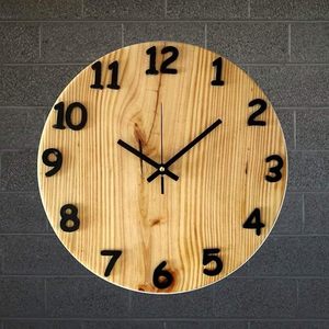Modern Rustic Live Edge Solid Wood Hanging Quartz Silent <b>Wall</b> <b>Clock</b> Handmade Natural Wooden Decorative Living Room Home Office - Product Image 1