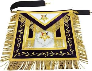 Regalia Masónica: Mandil, Collar y Puños del Gran Oficial Patrón de O.E.S. - Juego Bordado a Mano para Elegancia y Tradición, Azul - Product Image 1