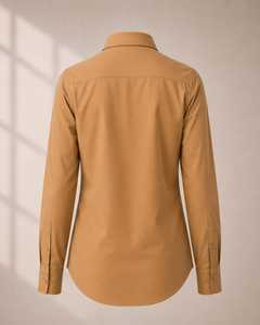 เสื้อเชิ้ตผู้หญิงสีกากี แขนยาว ปิดกระดุม ปักลายที่อก สไตล์เวิร์คแวร์ - Product Image 6