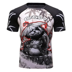 Rashguard OEM ODM Rash Guard Men Sublimation <b>Printed</b> Spandex Bjj Rash Guard Gym <b>Surfing</b> Diving Rashguard Compression Shirt - Product Image 5