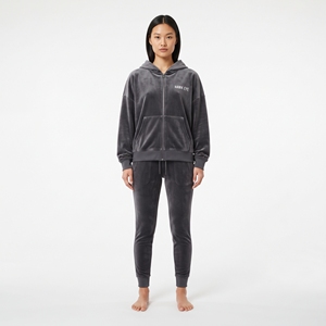 Ensemble de survêtement d'hiver en velours uni de haute qualité pour femmes, sweat-shirt à fermeture éclair surdimensionné et pantalon à taille élastique ajusté - Product Image 5