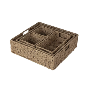 Panier de rangement pour bébé en jonc de mer rustique, tressé à la main, naturel, pour la décoration intérieure, organisateur de rangement, fonction suspendue, pour la rentrée scolaire, vente en gros - Product Image 2