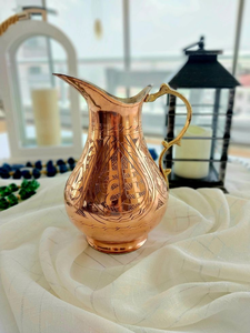 Solid Quality Big Size Rose Gold Antique Design Pure Copper <b>Jug</b> with Handle for metal <b>Drinking</b> Water - Product Image 3
