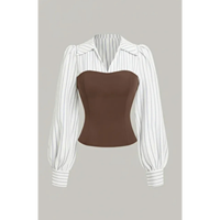 Ensemble deux pièces pour femme : haut corset superposé et pantalon large, style Dark Academia ou Modern Vintage