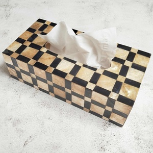 Boîtes à mouchoirs personnalisées, faites à la main, classiques, écologiques, en os recyclé, avec incrustation et revêtement laminé, pour la décoration intérieure, vente en gros, portables - Product Image 4