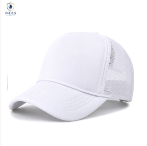 Casquette Trucker en Maille Blanche INDEX APPAREL, 6 Panneaux, Réglable, Unisexe, Style Décontracté, Couleur Unie, Respirante, Printemps-Été - Product Image 1
