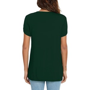T-shirts personnalisés haut de gamme pour femmes, col en V, manches longues, coupe décontractée, 100 % coton respirant, séchage rapide, imprimés - Product Image 4