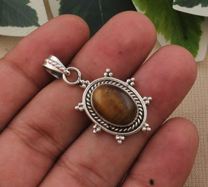 Colgante de Tigre Natural Vintage al por Mayor, Plata de Ley 925, Chapado en Platino, con Gema Rosa en Forma de Corazón, Fabricante de Joyería al por Mayor - Product Image 3