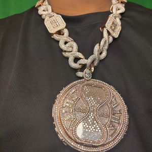 Custom Iced Out <b>Hourglass</b> Pendant Spinning Heavy Charm Custom Letters VVS Moissanite Huge Hip Hop Pendant for Men Jewelry - Product Image 1