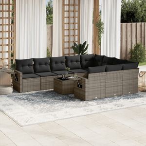 Conjunto de Sofás Modulares Grandes de Ratán PE Gris para Jardín, Muebles de Patio con Diseño Elegante - Product Image 1