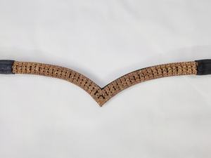 Fronture de cheval en cuir italien avec cristaux dorés et diamants, accessoire d'équitation de luxe, équipement de concours premium - Product Image 3