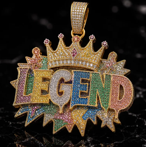 Pendentif personnalisé en moissanite avec lettre couronnée colorée, en argent sterling 925 plaqué or 18 carats, bijou hip-hop - Product Image 3