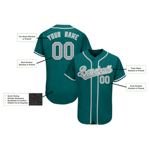 Camiseta de Béisbol Personalizada para Hombre, Manga Corta, con Botones, Uniforme Verde de Equipo - Product Image 2