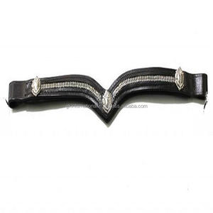 Banda de ceja de caballo de cuero acolchado suave de canal vacío en forma de V para brida con incrustaciones de cristales transparentes banda de ceja de escudo de cadena de Diamante - Product Image 4