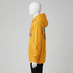 Sudadera con capucha amarilla para hombre 2026 con cremallera, estampado gráfico llamativo, chaqueta de forro polar estilo urbano, sudadera con capucha de mezcla de algodón suave, moda casual - Product Image 3