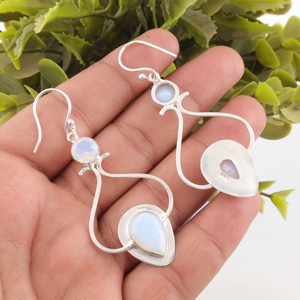 Nouveauté 2026 : Boucles d'oreilles en opale blanche laiteuse de créateur, en argent sterling 925, pour femmes et jeunes filles - Product Image 3