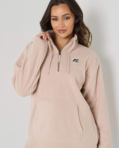 Sweat à capuche demi-zip en polaire sherpa personnalisé pour femme, vêtements d'hiver OEM sous marque privée, sweats à capuche pour femme - Product Image 5