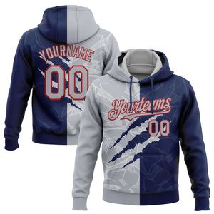 Sweat à capuche personnalisé pour homme avec nom, numéro et design color block, en polaire polyester respirant, idéal pour l'hiver - Product Image 4