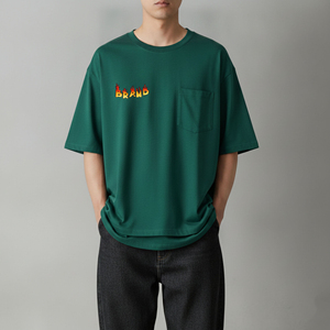 T-shirt col rond 100 % coton épais, personnalisé OEM/ODM, épaules tombantes, style hip-hop, respirant, séchage rapide, pour homme, idéal pour la gym - Product Image 3