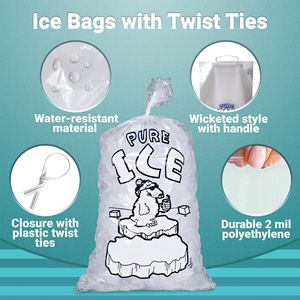 Sacs de stockage de nourriture imprimés ours polaire Pack 500 14.25X28 + 4 sacs de glace à guichet 20 livres 2 mil d'épaisseur sacs de qualité alimentaire sans BPA - Product Image 4