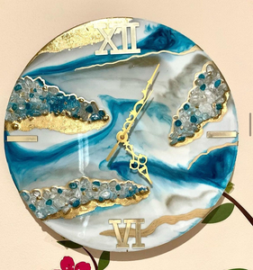 Premium Resin Epoxy Art <b>Wall</b> <b>Clock</b> with Natural Wood Handmade Luxury Decorative Hanging <b>Clock</b> for Contemporary Interior <b>Design</b> - Product Image 4