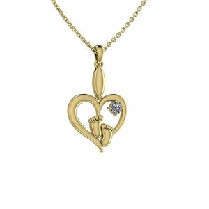 Collar con Colgante de Plata de Ley 925 con Corazón de 25mm y Huellas de Bebé, Chapado en Rodio, Joyería Unisex para San Valentín - Product Image 1