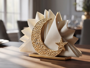 Porte-serviettes contemporain minimaliste doré, texture sculpturale, pour cuisine et salle à manger - Product Image 1