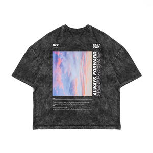 230G logotipo personalizado 100% algodón Vintage lavado de talla grande Camisetas estampadas de gran tamaño para hombres de manga corta tejido de punto - Product Image 2